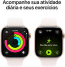 Apple Watch Series 11 GPS, Caixa em alumínio rosa‑dourado de 46 mm com Bracelete desportiva rosa leve - P/M