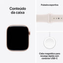 Apple Watch Series 11 GPS, Caixa em alumínio rosa‑dourado de 46 mm com Bracelete desportiva rosa leve - P/M
