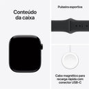 Apple Watch Series 11 GPS, Caixa em alumínio preto brilhante de 46 mm com Bracelete desportiva preta - M/G