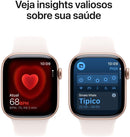 Apple Watch Series 11 GPS, Caixa em alumínio rosa‑dourado de 42 mm com Bracelete desportiva rosa leve - M/G