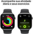 Apple Watch Series 11 GPS, Caixa em alumínio cinzento sideral de 46 mm com Bracelete desportiva preta - M/G