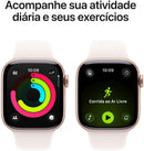 Apple Watch Series 11 GPS, Caixa em alumínio rosa‑dourado de 42 mm com Bracelete desportiva rosa leve - M/G