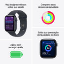 Apple Watch SE 3 GPS, Caixa em alumínio meia‑noite de 44 mm com Bracelete desportiva meia‑noite - P/M
